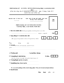 Phiếu đăng ký ưu tiên xét tuyển vào đại học, cao đẳng năm 2013