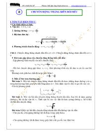 Chuyên đề bài tập Vật lý 10 - Chương 1: Động học chất điểm - Chủ đề 2: Chuyển động thẳng biến đổi đều