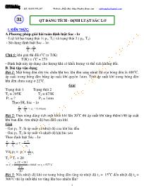 Chuyên đề bài tập Vật lý 10 - Chương 6: chất khí - Chủ đề 2: Qúa trình đẳng tích - Định luật sác lơ