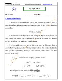 Chuyên đề bài tập Vật lý 11 - Chương 1: Điện tích, điện trường - Chủ đề 5: Tụ điện - Số 1