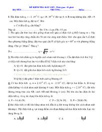 Chuyên đề bài tập Vật lý 11 - Chương 1: Điện tích, điện trường - Đề kiểm tra đầu giờ