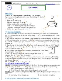 Chuyên đề bài tập Vật lý 11 - Chương 4: Từ trường - Chủ đề 3: Lực lorenxơ
