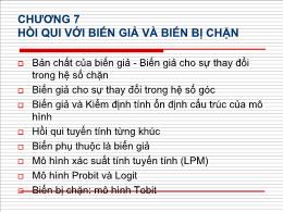 Kinh tế lượng - Chương 7: Hồi qui với biến giả và biến bị chặn