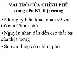 Kinh tế vĩ mô - Vai trò của chính phủ trong nền kinh tế thị trường