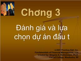 Quản trị kinh doanh - Chương 3: Đánh giá và lựa chọn dự án đầu tư