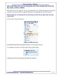 Tin văn phòng - MS word - Đặt mật khẩu bảo vệ nội dung file văn bản nhưng vẫn hiển thị đọc được (office 2003)