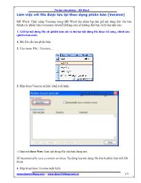 Tin văn phòng - MS word - Làm việc với file được lưu lại theo dạng phiên bản (Version)