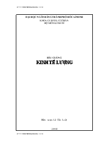 Bài giảng kinh tế lượng - Lê Tuấn Luật