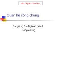 Giáo án môn Quản trị kinh doanh - Bài giảng 3 - Nghiên cứu và Công chúng