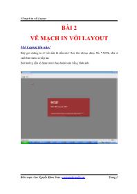 Bài giảng môn Điện - Điện tử - Bài 2: Vẽ mạch in với layout
