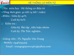 Bài giảng môn Điện - Điện tử - Hệ thống cơ điện tử