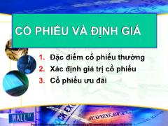 Bài giảng môn Kế toán - Cổ phiếu và định giá