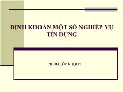 Bài giảng môn Kế toán - Định khoản một số nghiệp vụ tín dụng