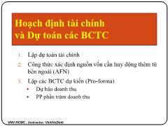 Bài giảng môn Kế toán - Hoạch định tài chính và dự toán các báo cáo tài chính