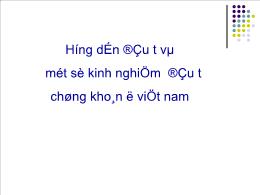 Bài giảng môn Kế toán -  Hướng dẫn đầu tư và một số kinh nghiệm đầu tư chứng khoán ở Việt Nam