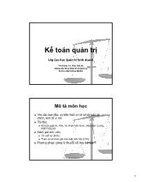 Bài giảng môn Kế toán - Kế toán quản trị