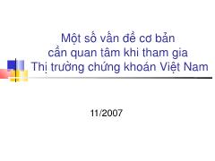 Bài giảng môn Kế toán - Một số vấn đề cơ bản  cần quan tâm khi tham gia  Thị trường chứng khoán Việt Nam