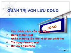 Bài giảng môn Kế toán - Quản trị vốn lưu động