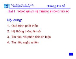 Bài giảng môn Kỹ thuật viễn thông - Bài 1: Tổng quan hệ thống thông tin số