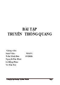 Bài giảng môn Kỹ thuật viễn thông - Bài tập truyền thông quang