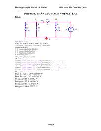 Bài giảng môn Kỹ thuật viễn thông - Phương pháp giải mạch với matlab