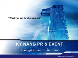 Bài giảng môn Quản trị kinh doanh - Kỹ năng pr và event