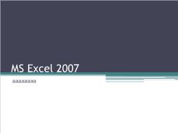 Bài giảng môn Tin học văn phòng - Microsoft Excel 2007