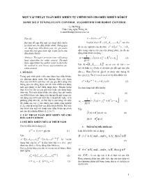 Đề tài Một vài thuật toán điều khiển tự chỉnh mờ cho điều khiển rôbốt some self tuning fuzzycontrol algorithm for robot control