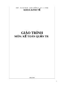 Giáo trình môn: kế toán quản trị