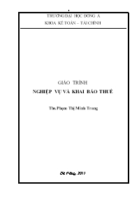 Giáo trình nghiệp vụ và khai báo thuế