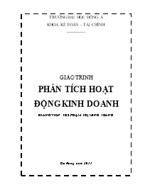 Giáo trình Về phân tích hoạt động kinh doanh