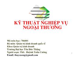 KỸ THUẬT NGHIỆP VỤKỹ thuật nghiệp vụ ngoại thương