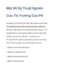 Một số kỹ thuật nghiên cứu thị trường của pr