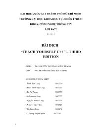 Bài dịch “teach yourselfc ++”– Third edition