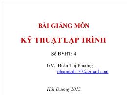 Bài giảng môn kỹ thuật lập trình