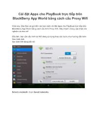 Cài đặt apps cho playbook trực tiếp trên blackberry app world bằng cách cấu proxy wifi