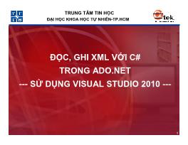 Đọc, ghi xml với c# trong ado.net sử dụng visual studio 2010