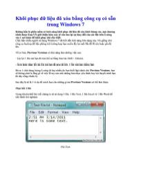Khôi phục dữ liệu đã xóa băng công cụ có săn trong Windows 7