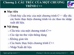 Kĩ thuật lập trình - Chương 2: Cấu trúc của một chương trình C++