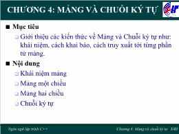 Kĩ thuật lập trình - Chương 4: Mảng và chuỗi ký tự