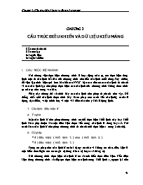 Lập trình hướng đối tượng - Chương 3: Cấu trúc điều khiển và dữ liệu kiểu mảng