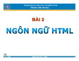 Lập trình web - Bìa 2: Ngôn ngữ HTML