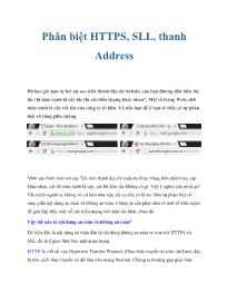 Phân biệt HTTPS, SLL, thanh Address