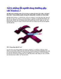 Xử lý những lỗi người dùng thường găp vói Windows 7