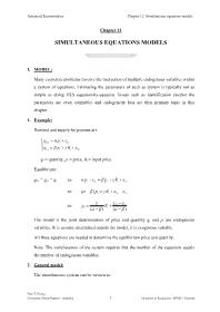 Advanced Econometrics - Chapter 12: Simultaneous equations models