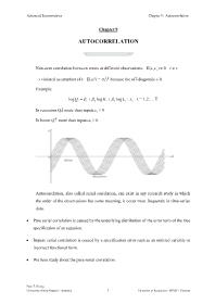 Advanced Econometrics - Chapter 9: Autocorrelation