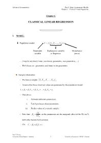Advanced Econometrics - Part I - Chapter 1: Classical Linear Regression