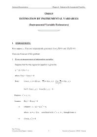 Advanced Econometrics - Part I - Chapter 4: Estimation By Instrumental Variables