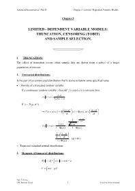 Advanced Econometrics - Part II - Chapter 5: Limited - Dependent Variable Models