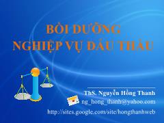 Bài giảng Bồi dưỡng nghiệp vụ đấu thầu